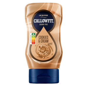 Callowfit Cookies & Cream sauce, fat free and sugar free, 300ml squeezy bottle with Nutri-Score A