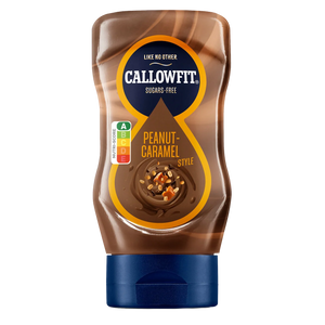 Callowfit Peanut Caramel sauce, fat free and sugar free, 300ml squeezy bottle with Nutri-Score A
