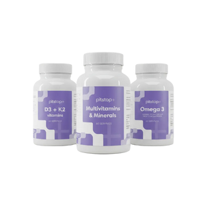 Freshers flu defence bundle with Pitstop+ Vitamin D3 + K2, Multivitamin and Omega 3
