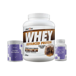 Full Term Stock-Up bundle with Per4m Advanced Whey Protein, Pitstop+ Creatine Monohydrate and Pitstop+ Vitamin D3 + K2