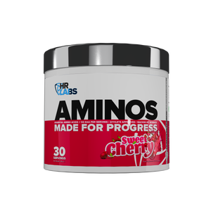 HR Labs Aminos EAA powder in Sweet Cherry, 30 servings 240g tub with 5g essential amino acids per serving