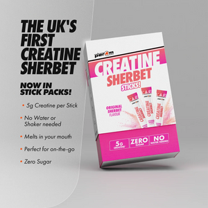 Per4m Creatine Sherbet Sticks box in Original Sherbet with 5g creatine per stick, zero sugar, no water needed