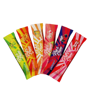 Full Pitstop+ Rise & Shine single stick pack range fanned out, six single-serving 7g sachets across all flavours