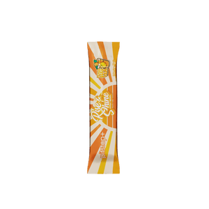 Pitstop+ Rise & Shine nootropic hydration stick pack in Peach Iced Tea flavour, single 7g serving sachet in orange and cream