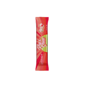 Pitstop+ Rise & Shine nootropic hydration stick pack in Watermelon Refresher flavour, single 7g serving sachet in red and green