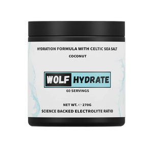 Wolf Hydrate electrolyte powder with Celtic sea salt in Coconut, 60 servings 270g tub