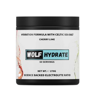 Wolf Hydrate electrolyte powder with Celtic sea salt in Cherry Lime, 60 servings 270g tub